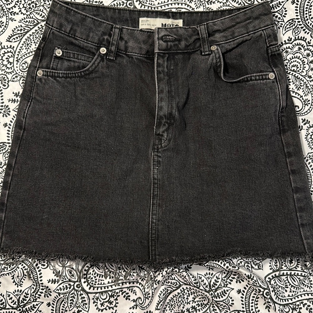 Top shop black denim skirt